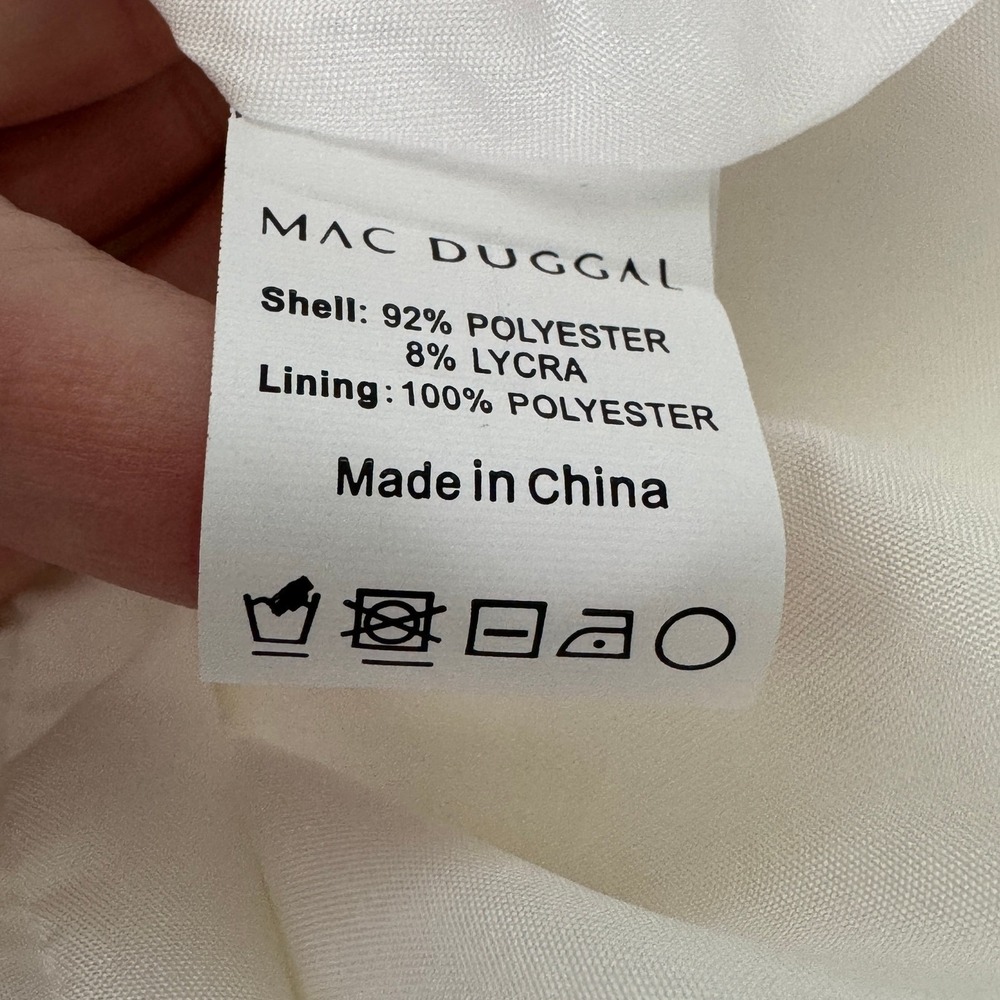 IEENA for Mac Duggal A-Line V-Neck Ball Gown Size 4 White Bridal Wedding Formal - Picture 14 of 15